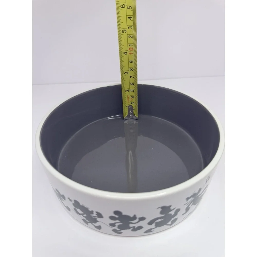 Disney Chewy Mickey Mouse Lines White Black Pet Dog Cat Food Water‎ Bowl